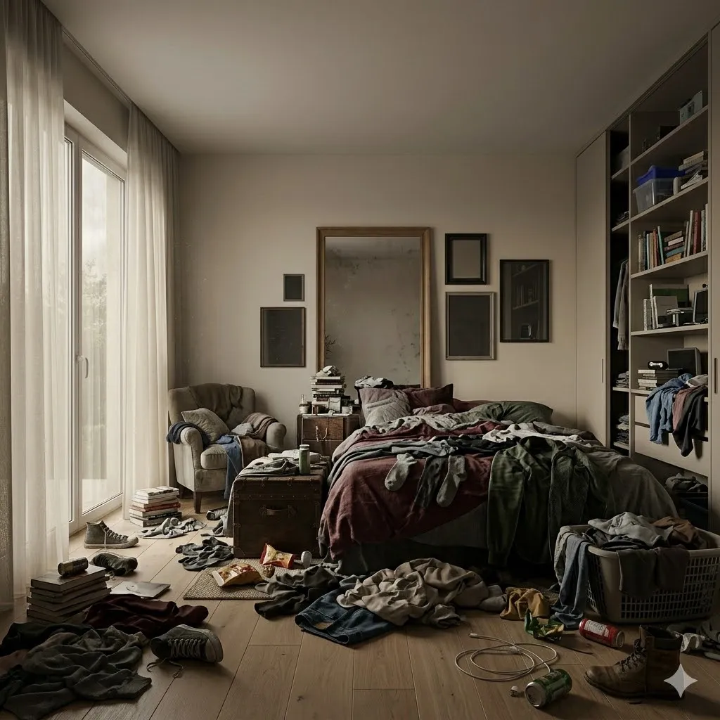phong ngủ bừa bộn