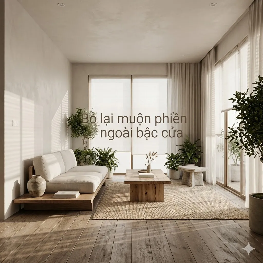 phòng khách Japandi