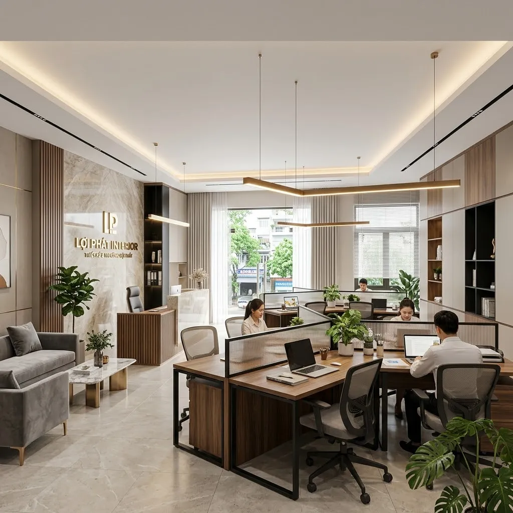 Không gian nội thất văn phòng làm việc không gian mở hiện đại tại quận Ninh Kiều