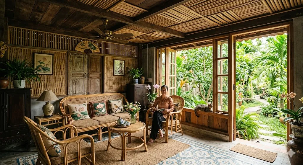 Không gian Indochine tại nhà vườn Cần Thơ