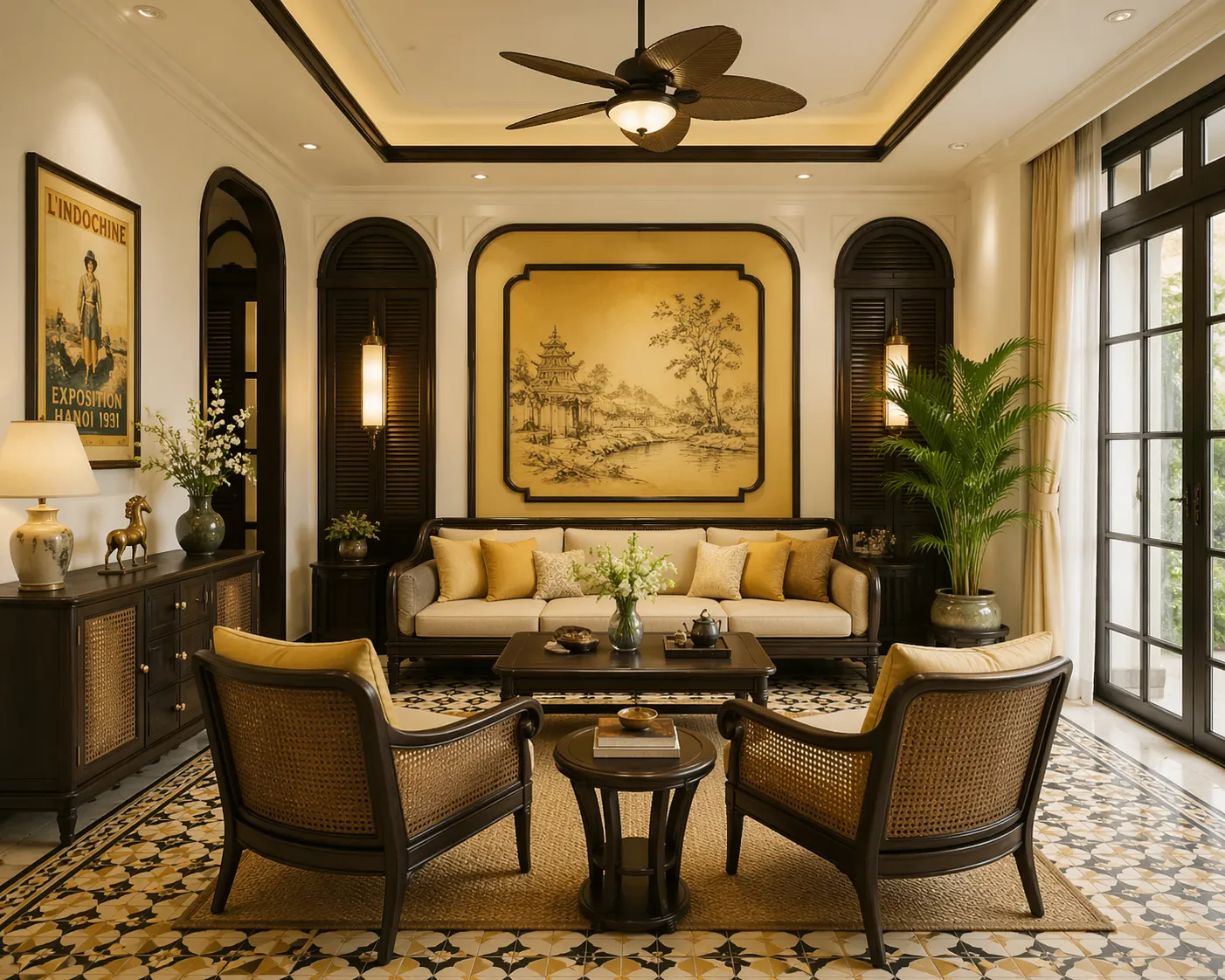 nội thất Indochine Cần Thơ phòng khách