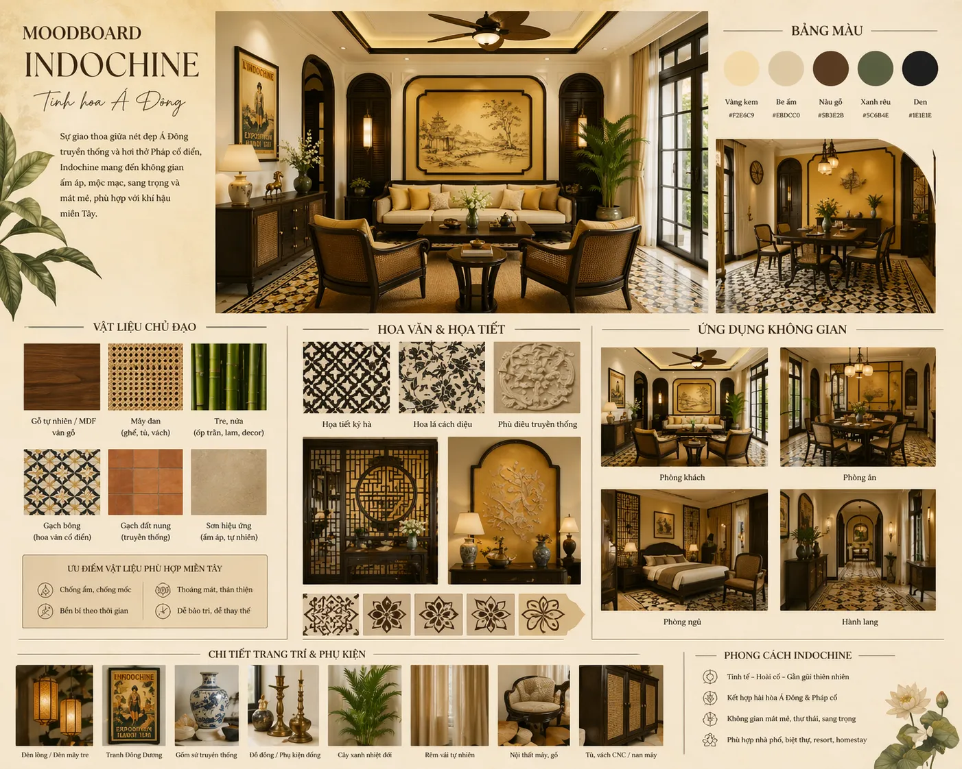 họa tiết nội thất Indochine