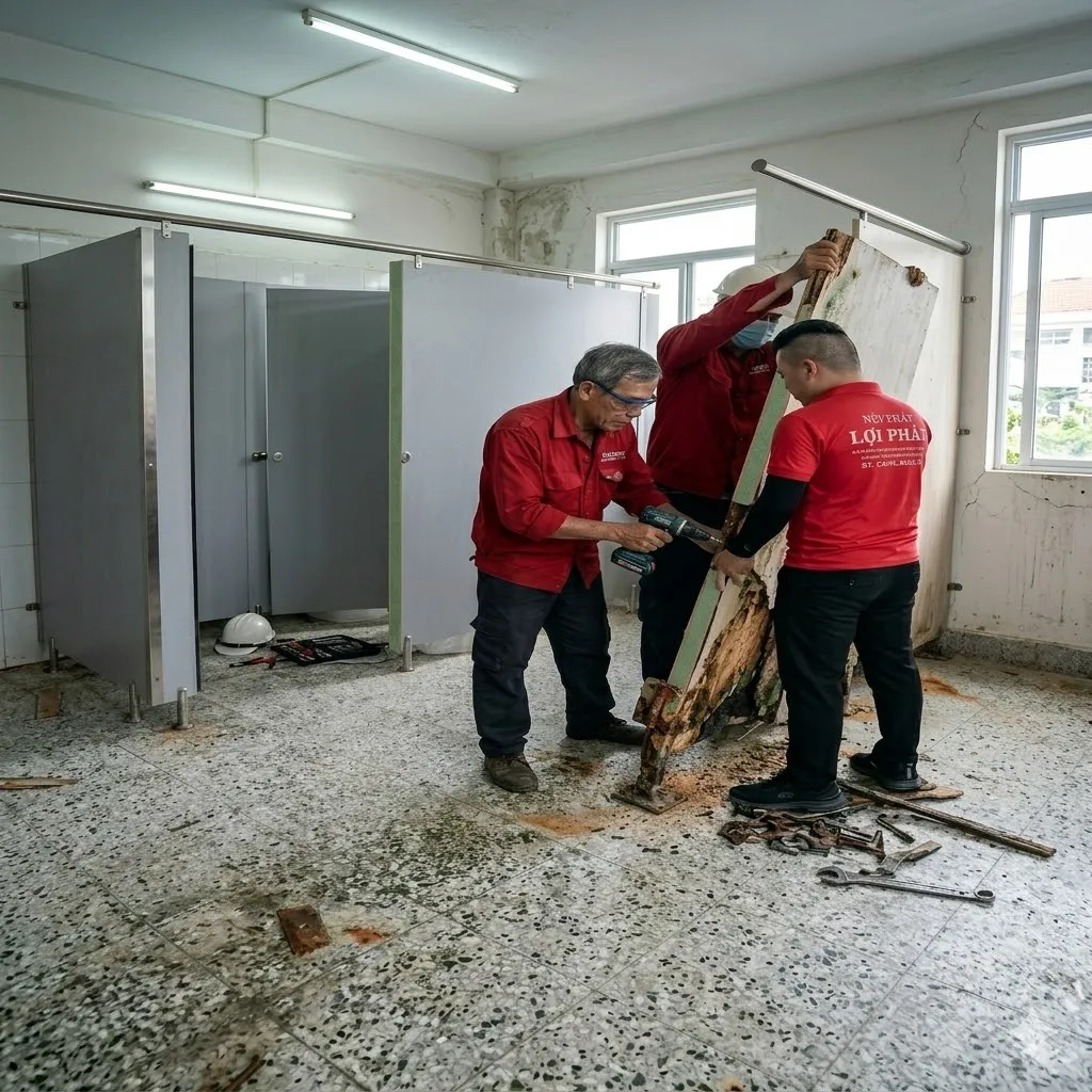 Chi phí thay mới vách ngăn vệ sinh giá rẻ bị hỏng
