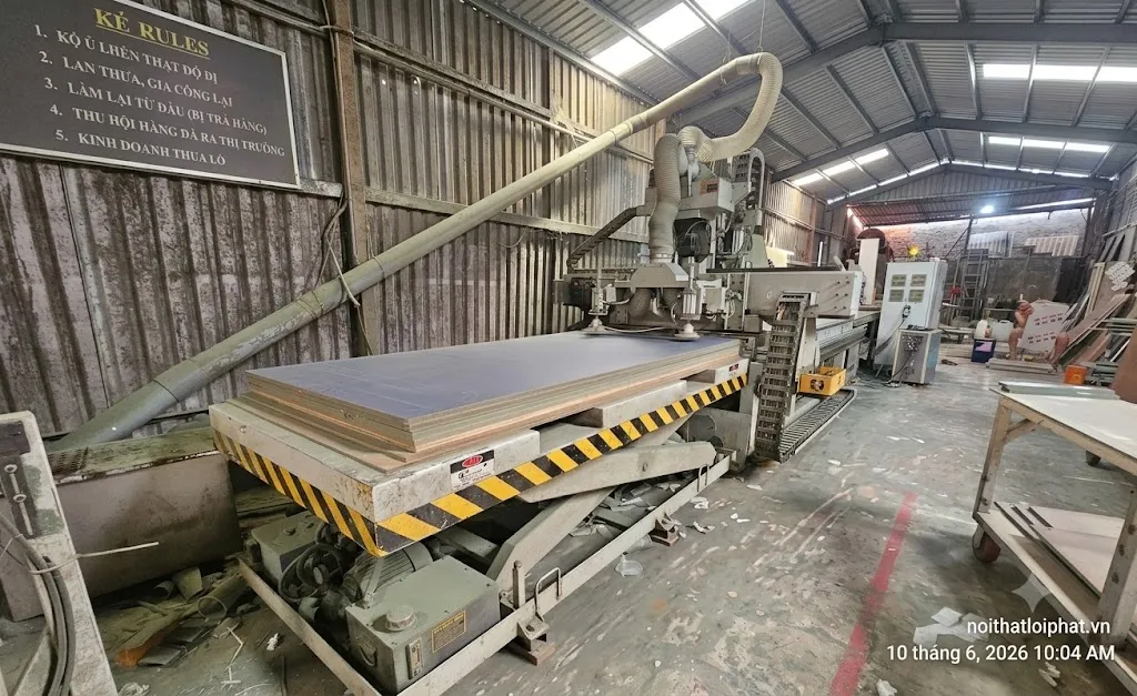 Máy CNC 4 đầu gia công cnc nội thất.