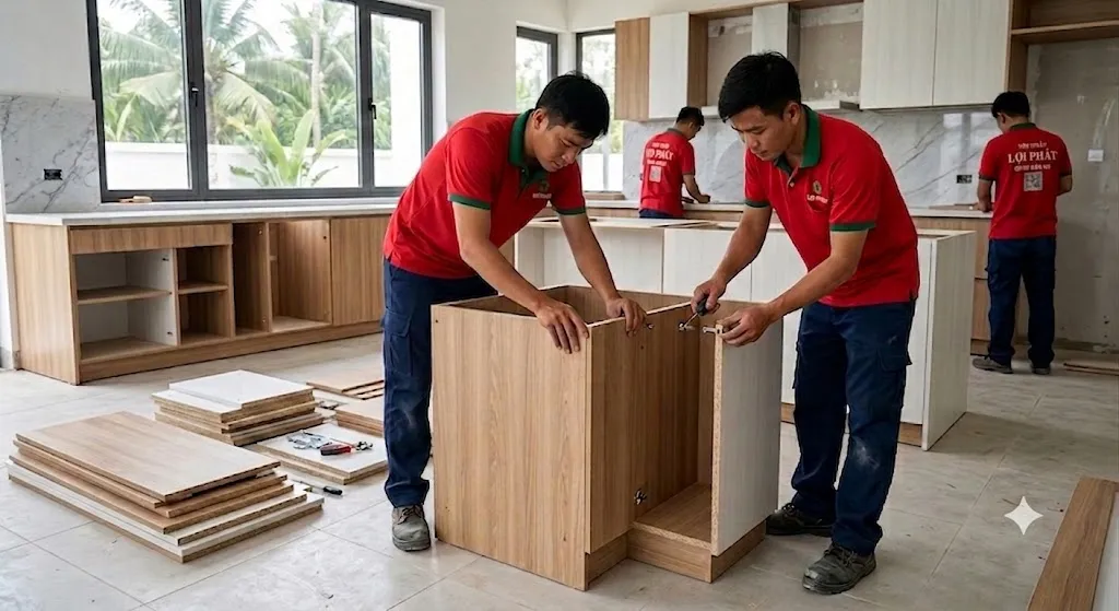 Thợ lắp ráp nội thất mô đun thông minh nhanh chóng.