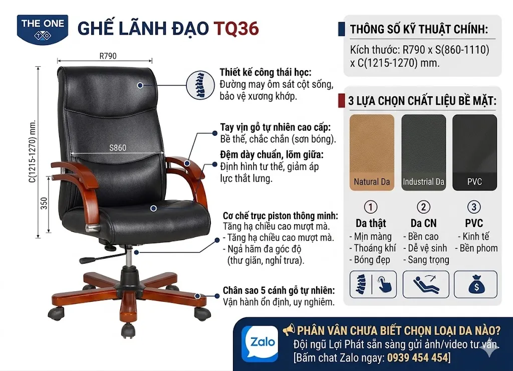 Chi tiết kỹ thuật ghế lãnh đạo theone TQ36 Chi tiết kỹ thuật ghế lãnh đạo theone TQ36