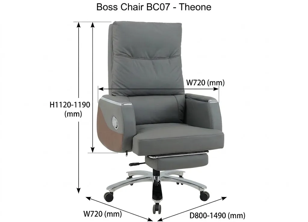 kích thước ghế lanh đạo boss chair BC07