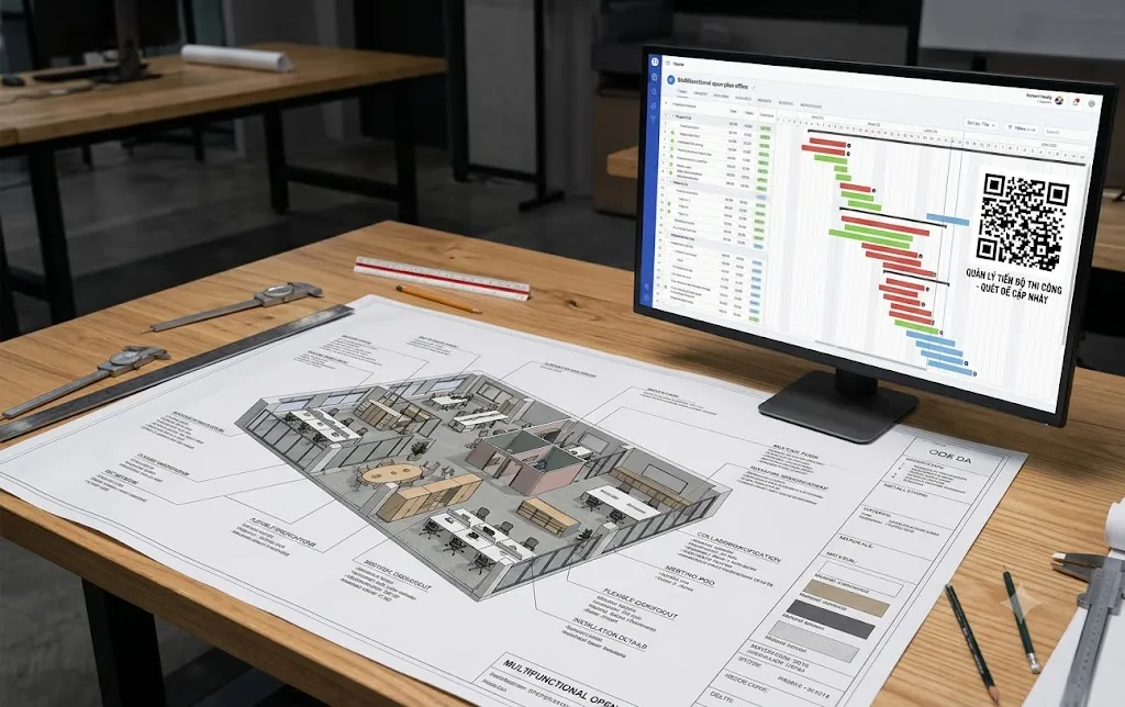 Hình ảnh bản vẽ 3D bóc tách kỹ thuật nội thất văn phòng