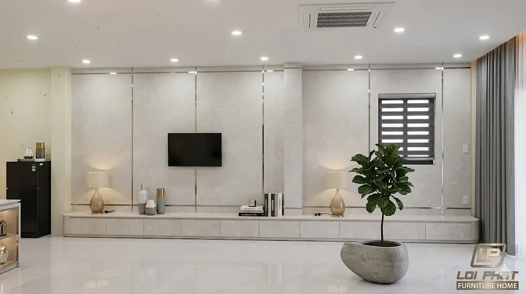 Thi công vách ốp phòng khách biệt thự đẳng cấp tại Cần Thơ.