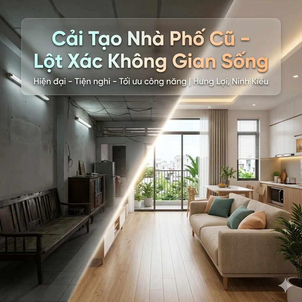 Dự án cải tạo nội thất nhà phố cũ thành không gian hiện đại, tiện nghi tại phường Hưng Lợi, Ninh Kiều Dự án cải tạo nội thất nhà phố cũ thành không gian hiện đại, tiện nghi tại phường Hưng Lợi, Ninh Kiều