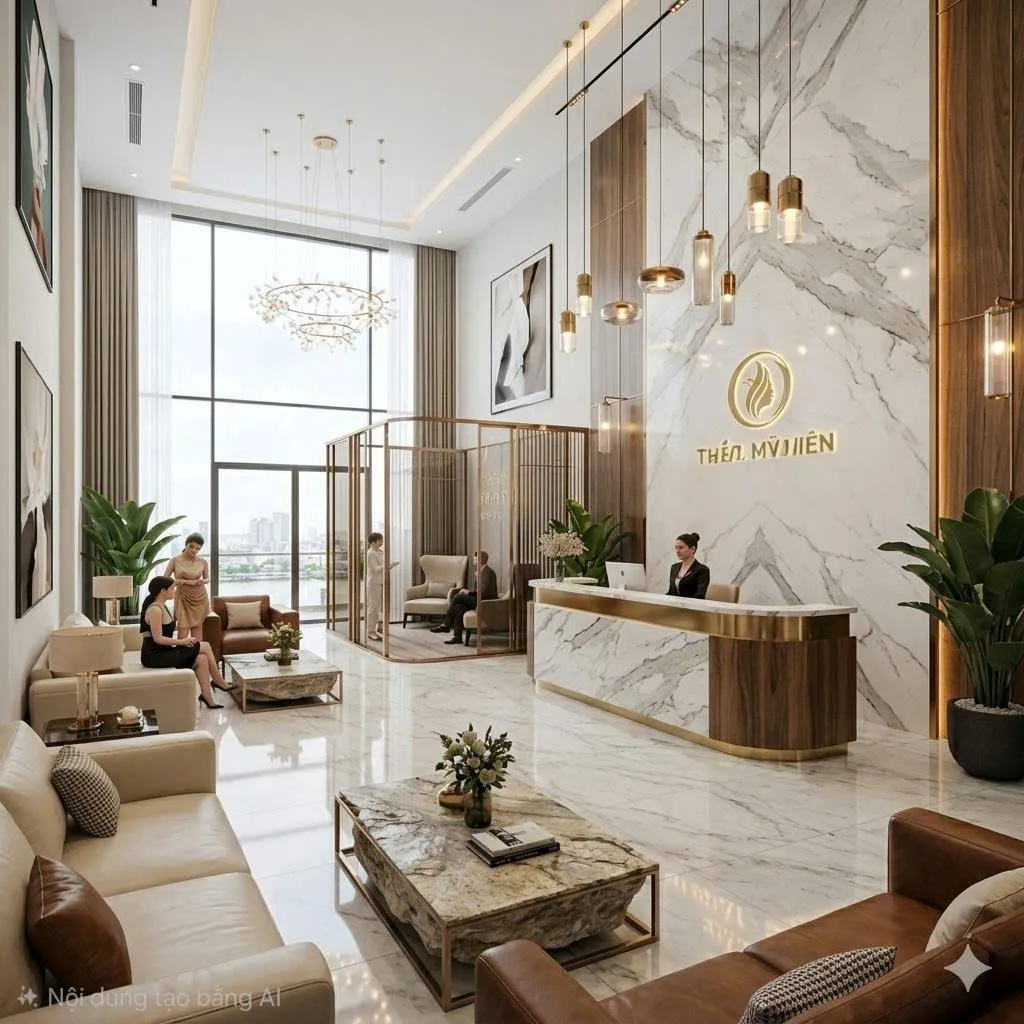 Không gian sảnh chờ đón khách sang trọng tại dự án Thẩm mỹ viện cao cấp ở Cần Thơ Không gian sảnh chờ đón khách sang trọng tại dự án Thẩm mỹ viện cao cấp ở Cần Thơ