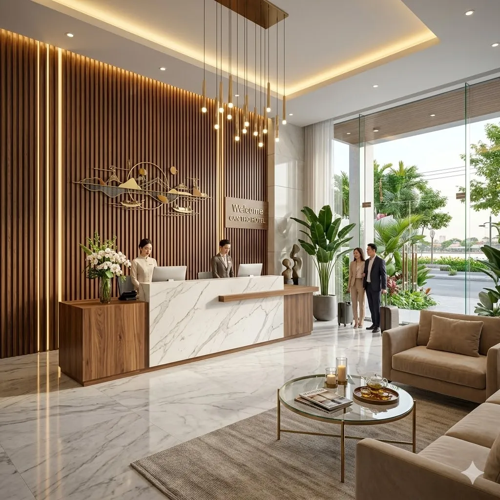 nội thất sảnh khách sạn cần thơ