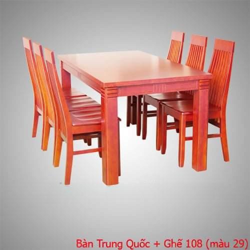 Bộ bàn ăn Trung Quốc (gỗ) + ghế 108