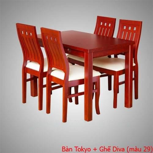 Bộ bàn ăn Tokyo (gỗ) + ghế ăn Diva