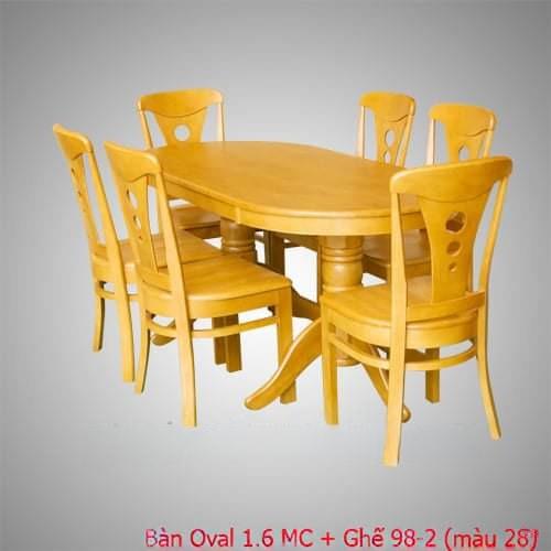 Bộ bàn Oval 1.6 MC + Ghế 98-2