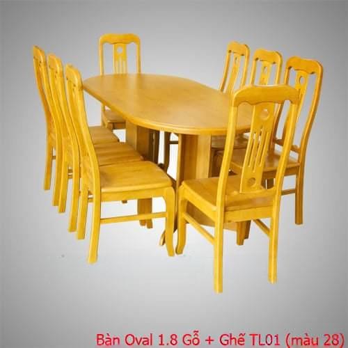 Bộ bàn Oval 1.8 (gỗ) + ghế TL01