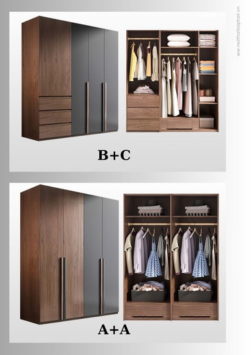 Tủ Áo MDF B+C và A+A