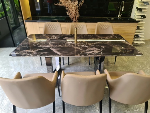 Bộ bàn ăn mặt đá m8 vi tinh thể chân T12