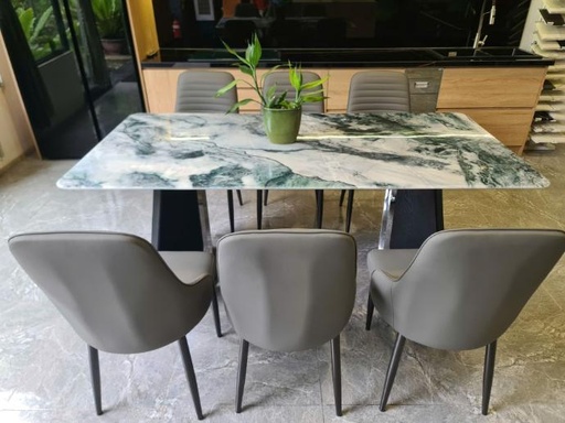 Bộ bàn ăn mặt đá m8 nhập chân T14